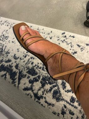 A.Emery Womens Tan Lace-Up Strappy Sandals